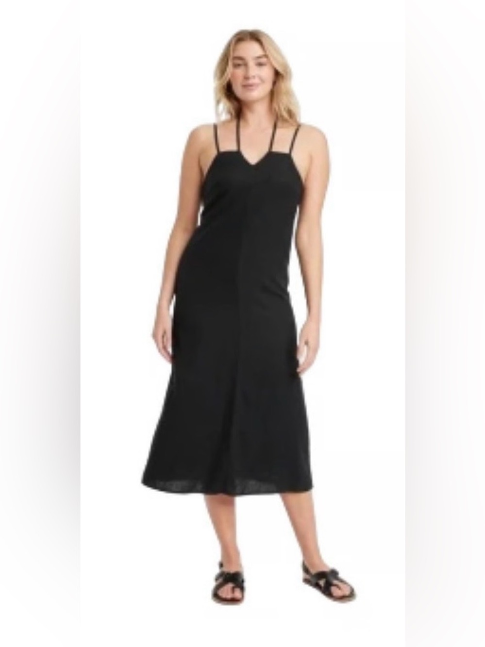 Universal Thread Double Strap Linen Blend Midi Dress